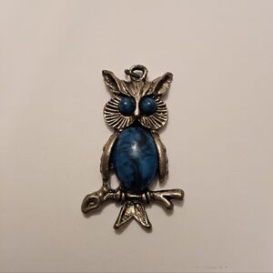 Silver and Blue Owl Pendant